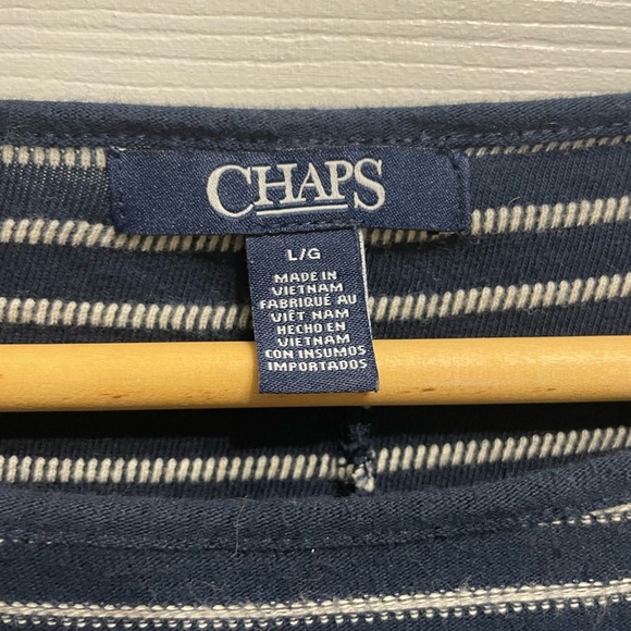 Chaps Women 3/4 Sleeve Blue & White Stripe Oversized Top Nautical Large - Picture 4 of 11